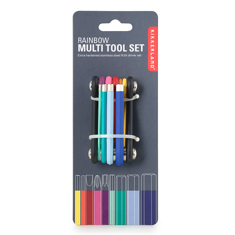 Kikkerland Rainbow Multi-Tool Set Multitool farbcodiert Fahrrad