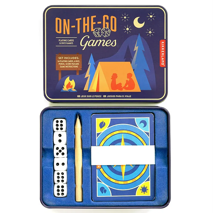 Kikkerland Home On-The-Go Games Reisespiel Dose mit Karten