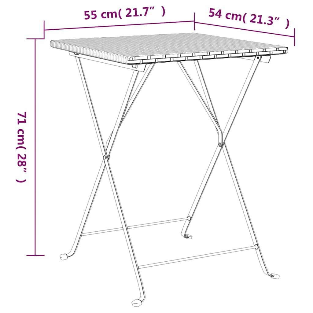 vidaXL Bistro-Set Schwarz 3-tlg Poly Rattan klappbar