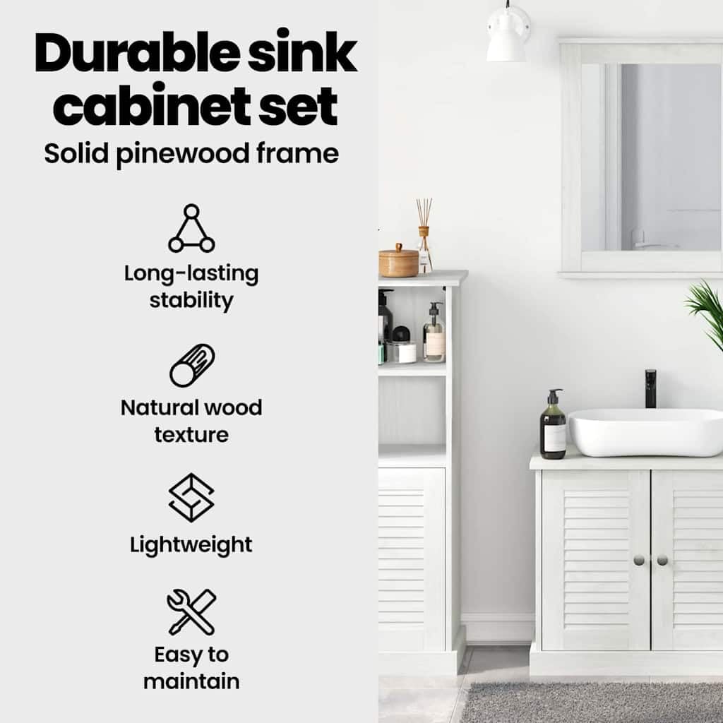 vidaXL Heim & Garten Badezimmermöbel-Set VIGO 5-tlg Antik Weiß Kiefer
