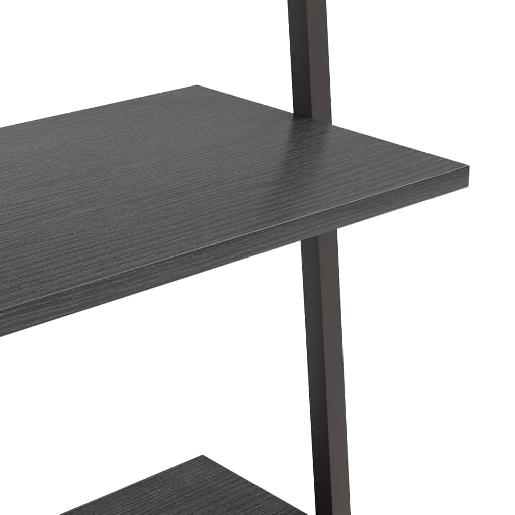 vidaXL Anlehnregal Schwarz 64x34x116 cm 3 Ablagen Stahl