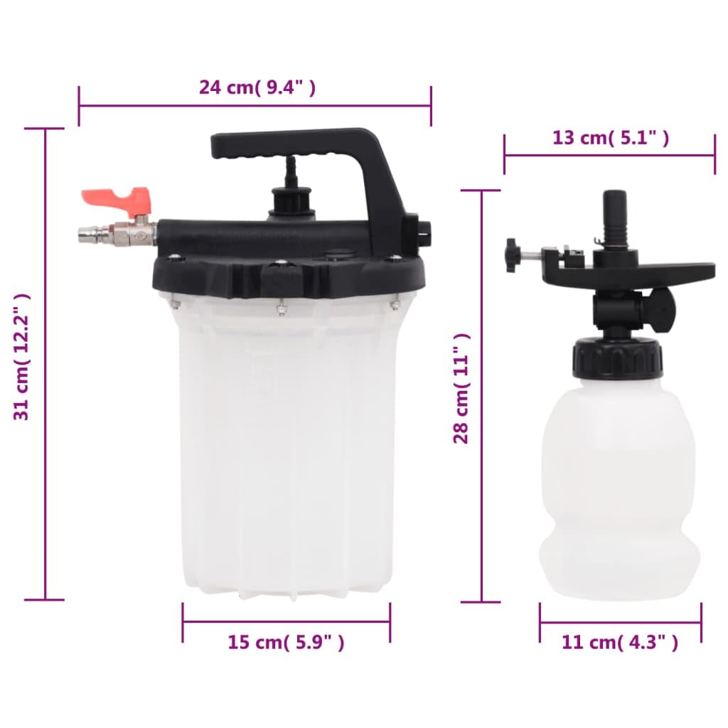 vidaXL Bremsenentlüfter Druckluft Entlüfter 3L Weiß Schwarz