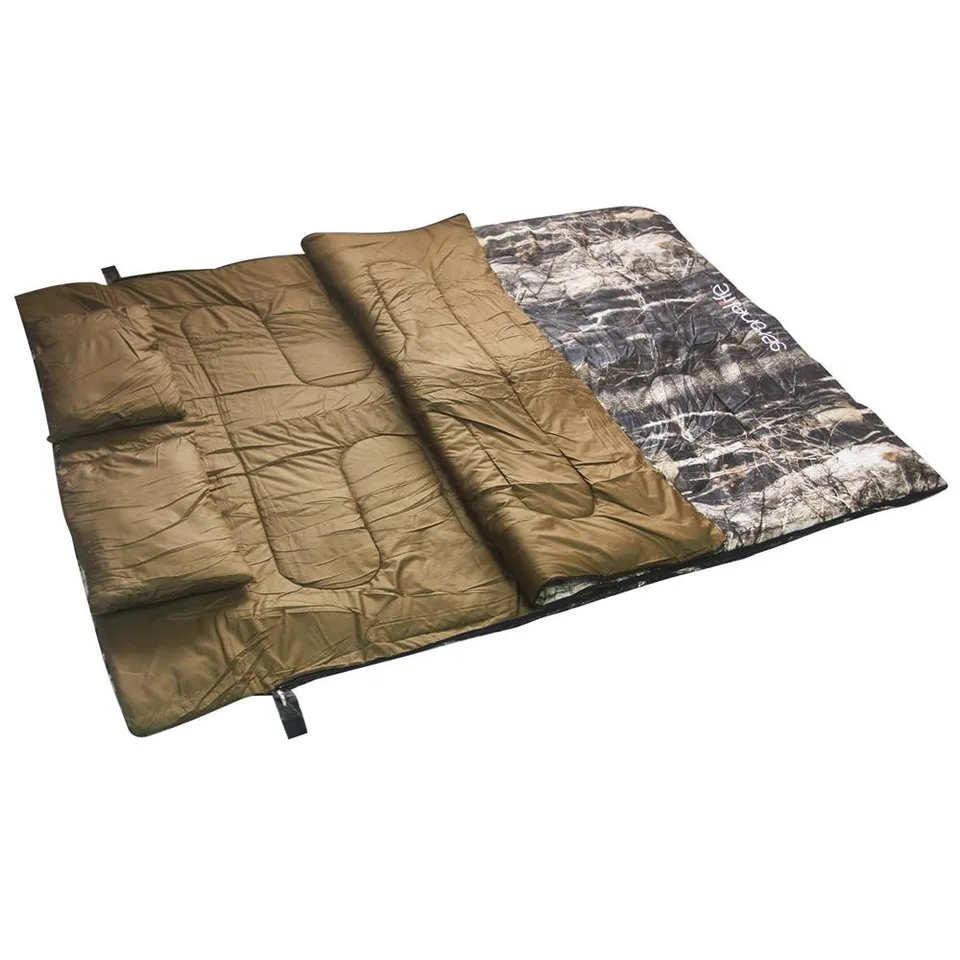 Serenelife Camping SLSBBL Doppelschlafsack Blau mit Kissen