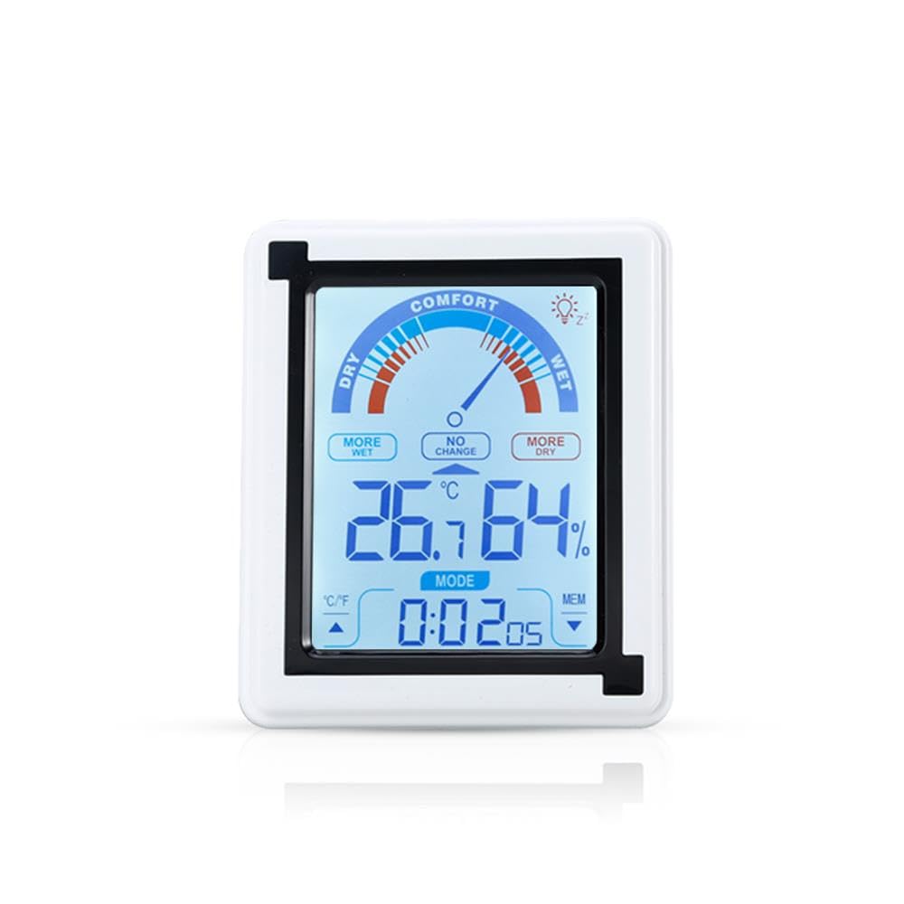 Intirilife Thermometer Innen LCD Hygrometer Uhr Weiss