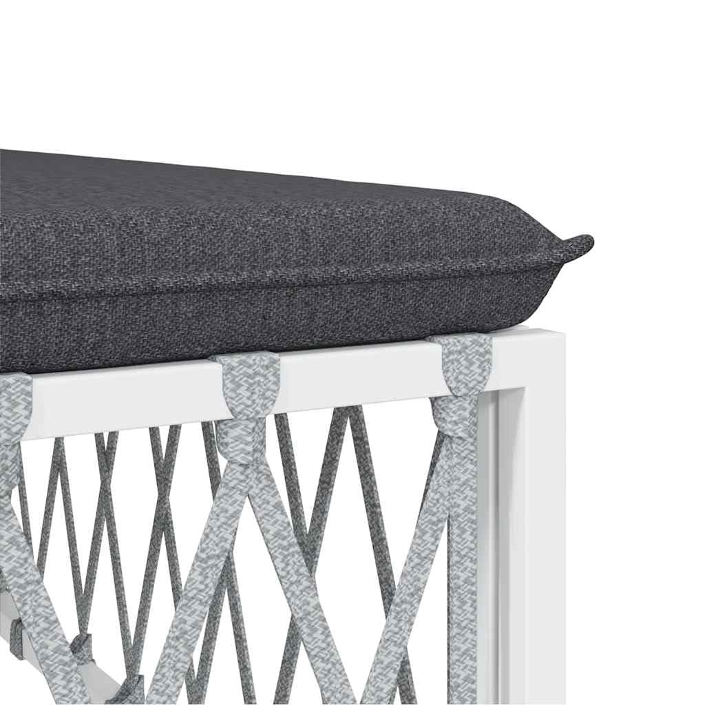 vidaXL Garten-Ecksofa Weiß Gewebe mit Kissen