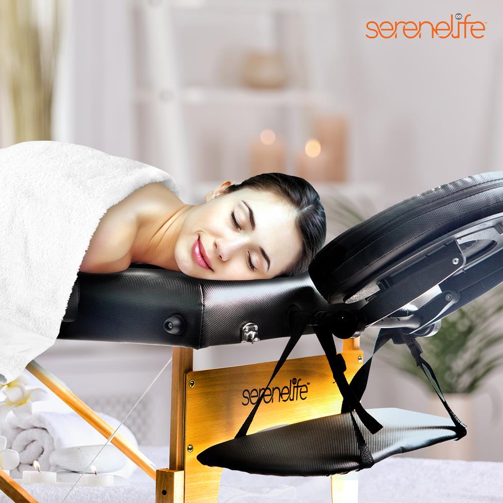 Serenelife Massageliege Holz PU-Leder verstellbar 84 Zoll