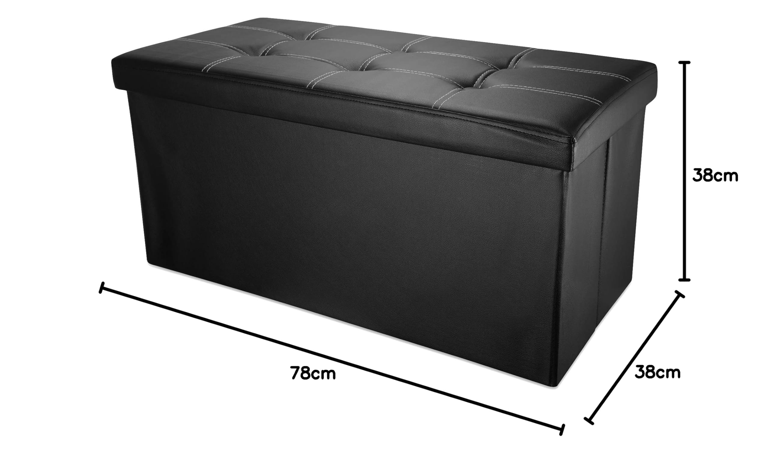 Intirilife Sitzbank 78x38x38 cm Sitztruhe Kunstleder schwarz