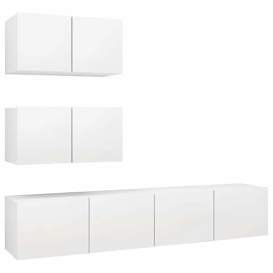 vidaXL Möbel TV-Schrank-Set 4-tlg weiß Holzwerkstoff hängend