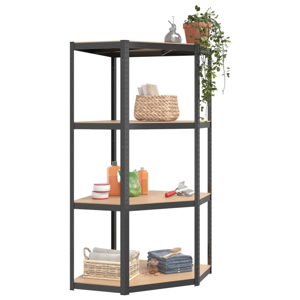 vidaXL Heim & Garten Lagerregal 4 Böden Anthrazit 3 Stk. Stahl