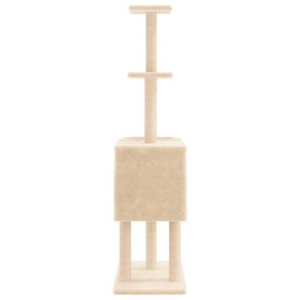 vidaXL Kratzbaum 145 cm Katzenbaum Creme Sisal Plüsch