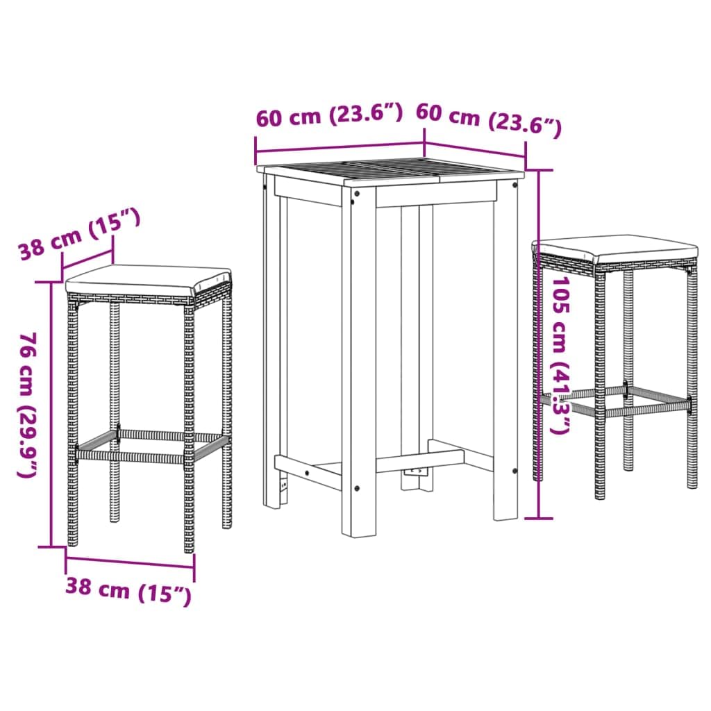 vidaXL Heim & Garten Gartenbar-Set Braun 2-tlg Akazie
