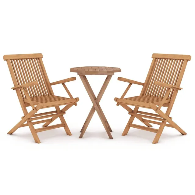 vidaXL 3-tlg. Garten-Essgruppe Teak Massivholz klappbar