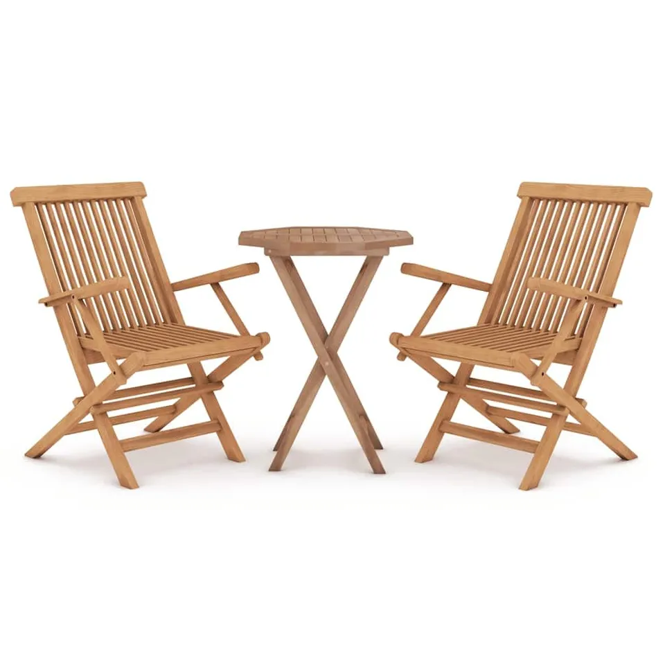 vidaXL 3-tlg. Garten-Essgruppe Teak Massivholz klappbar