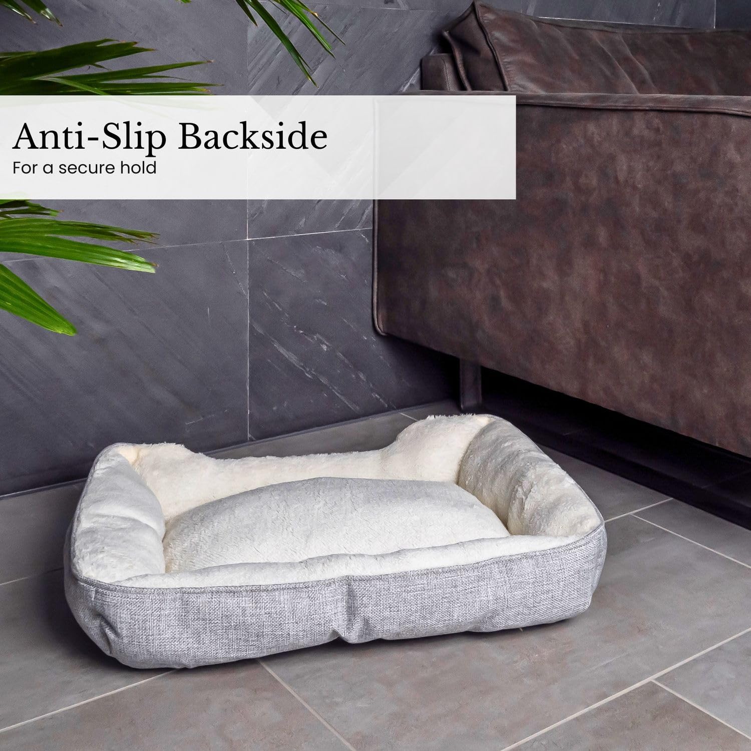 Intirilife Haustierbett Plüsch Grau 60cm Hundebett Katzenbett