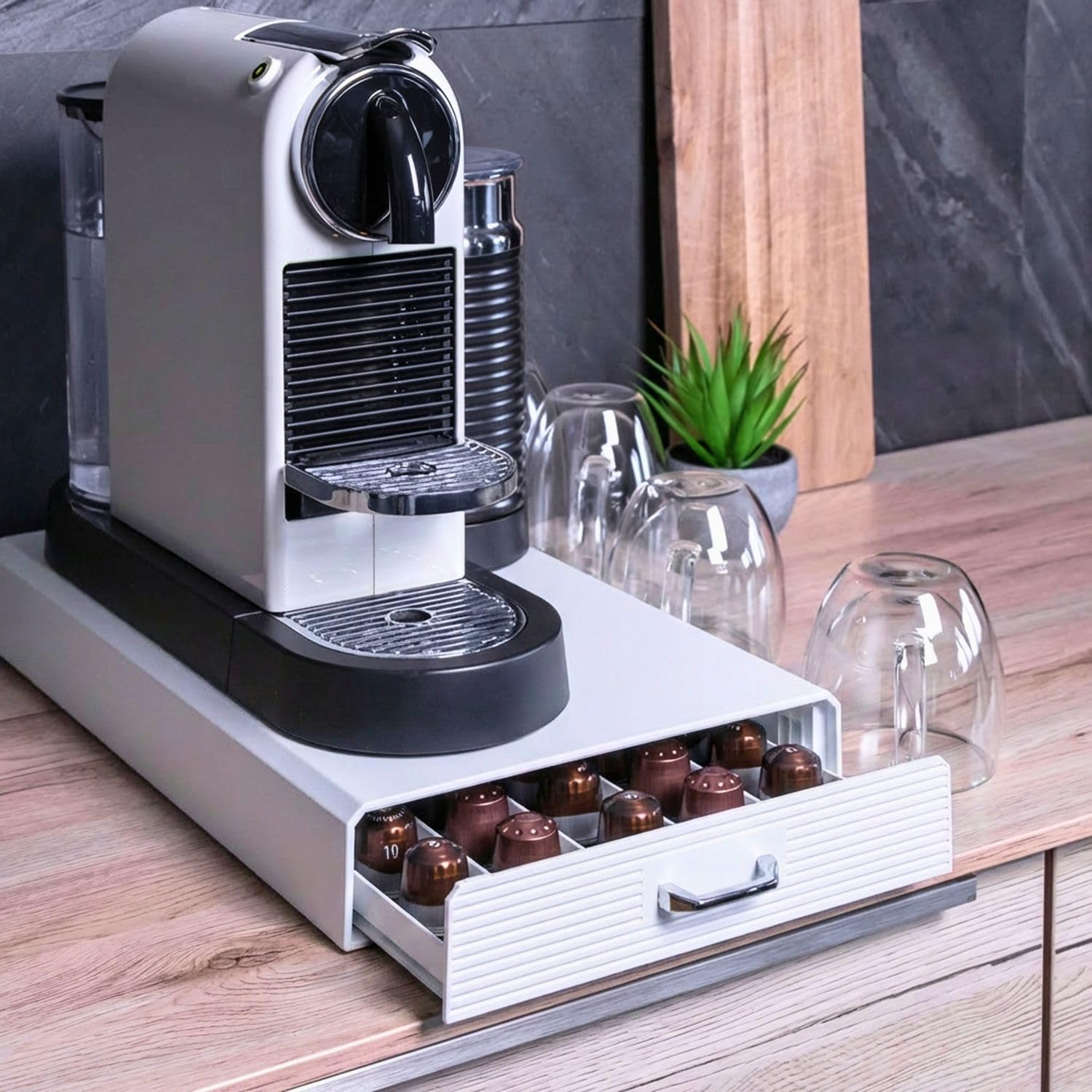 Intirilife Küche Kapselhalter Weiß 50 Nespresso 38 cm