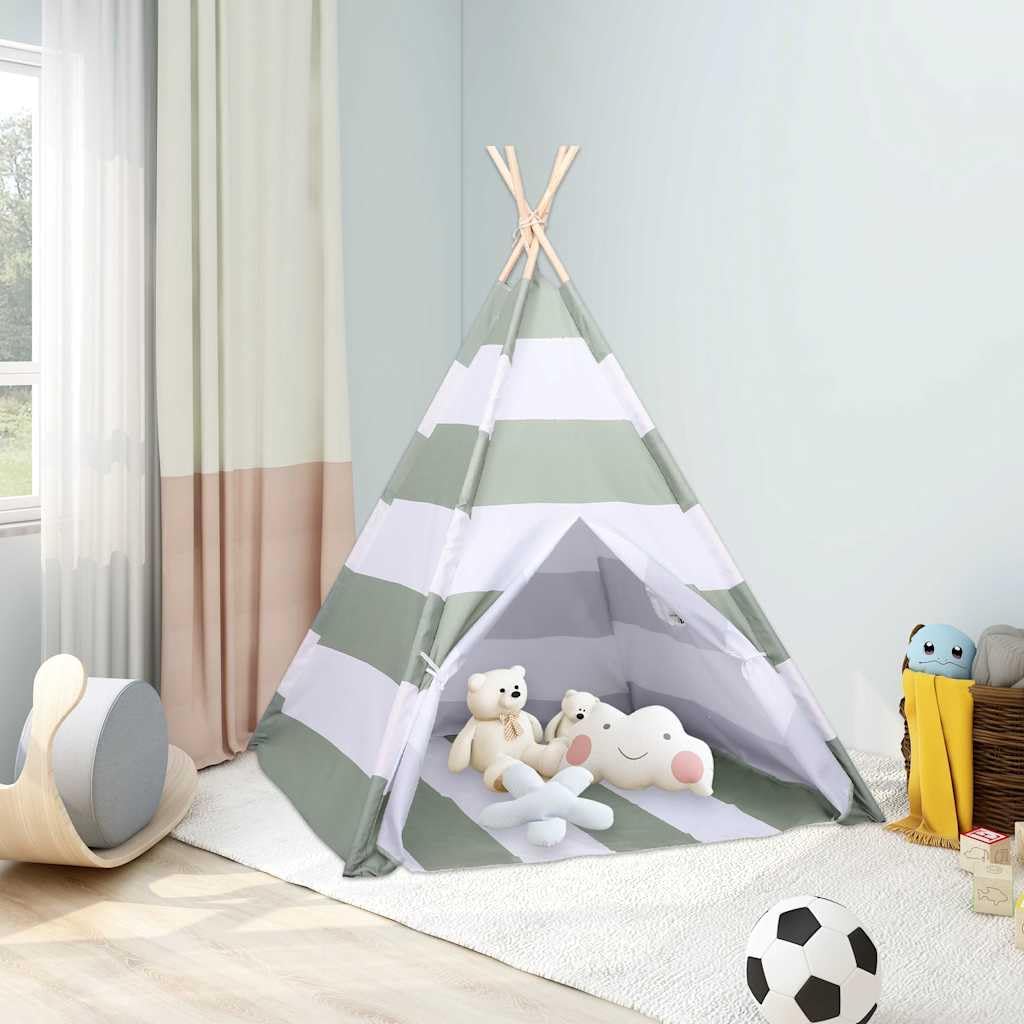 vidaXL Heim & Garten Kindertent Grau-Weiß Kiefer 120x120x150 cm