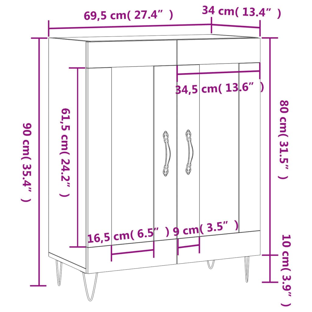 vidaXL Sideboard Weiß Holzwerkstoff 69,5x34x90 cm Glastüren