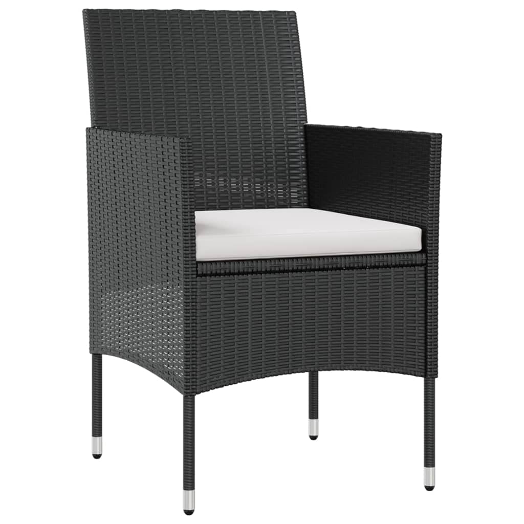 vidaXL Garten-Lounge-Set 8-tlg. Rattan schwarz mit Auflagen
