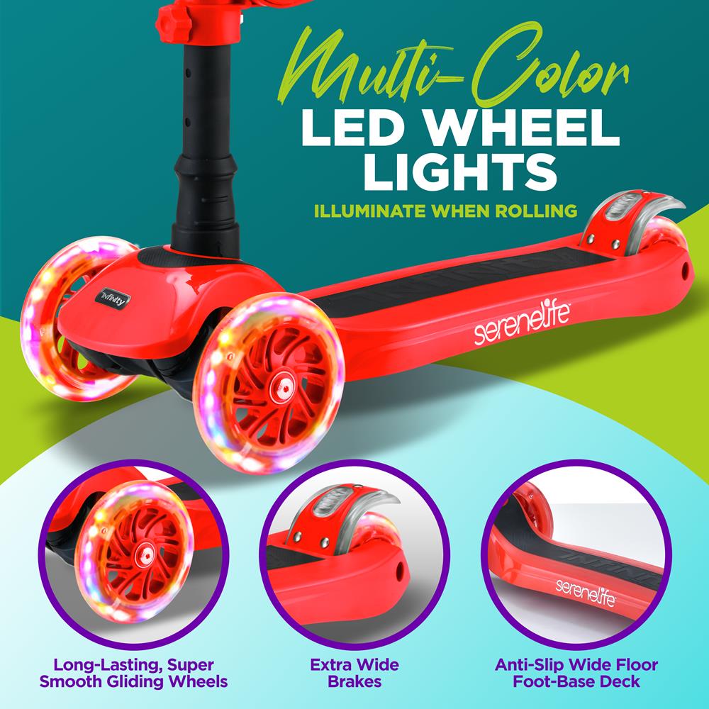 Serenelife Scooters Kinderroller 3-Rad mit Sitz LED