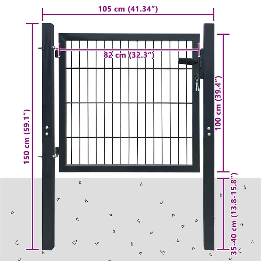 vidaXL Heim & Garten Zauntor Stahl Anthrazit 100x100 cm