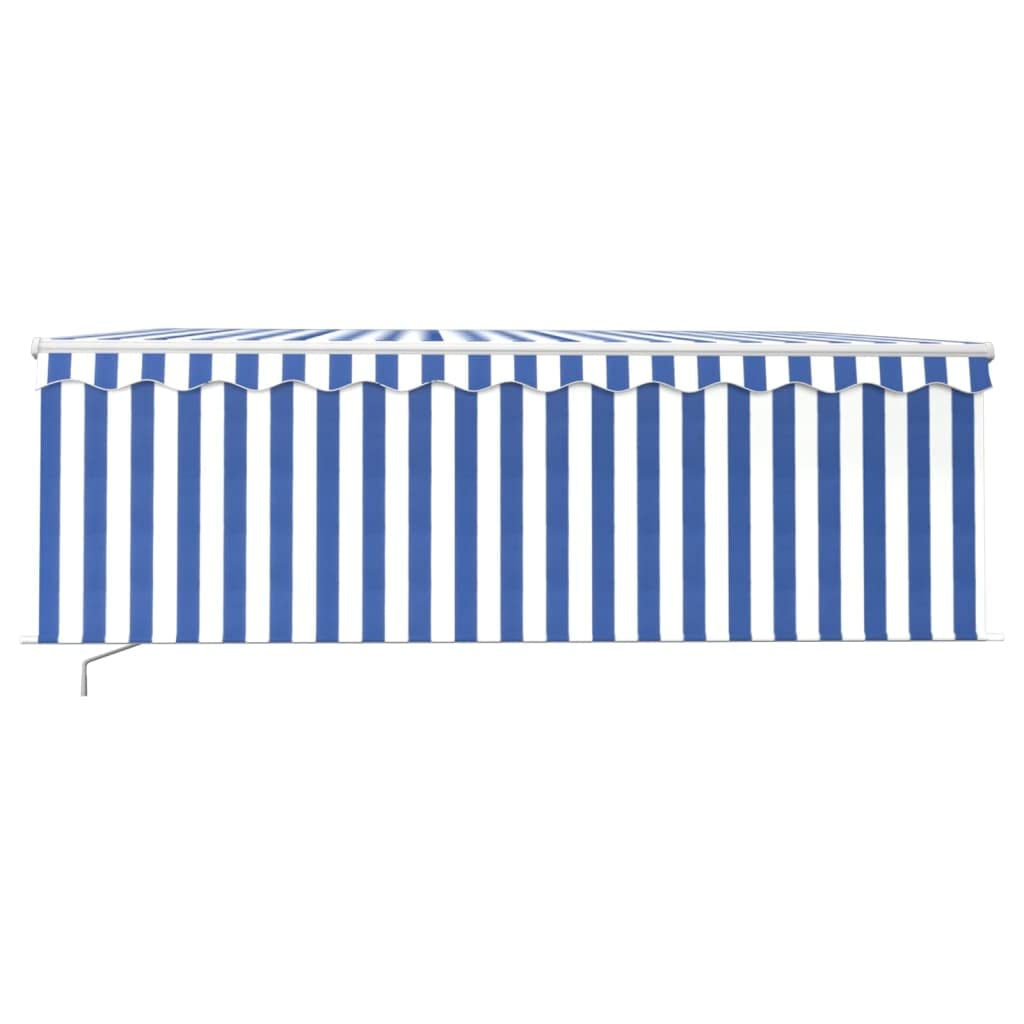 vidaXL Heim & Garten Markise 4x3 m Blau-Weiß LED Rollo