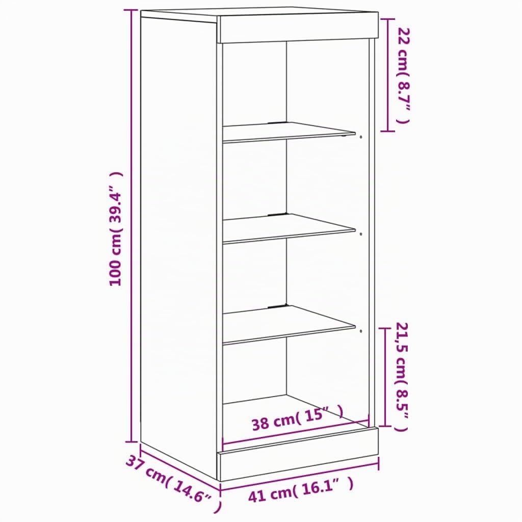 vidaXL Möbel Sideboard LED Weiß 41x37x100 cm Schrank