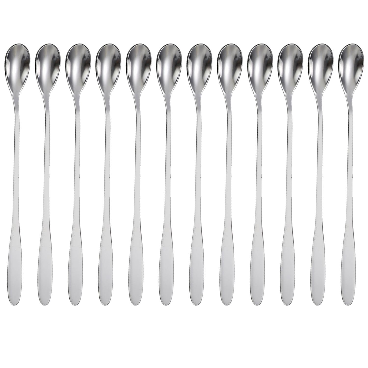 Intirilife Dessertlöffel Edelstahl 19 cm 12er Set lang silber