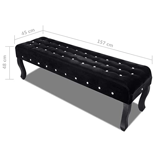 vidaXL Sitzbank Schwarz Samt 157 cm Kristallknöpfe