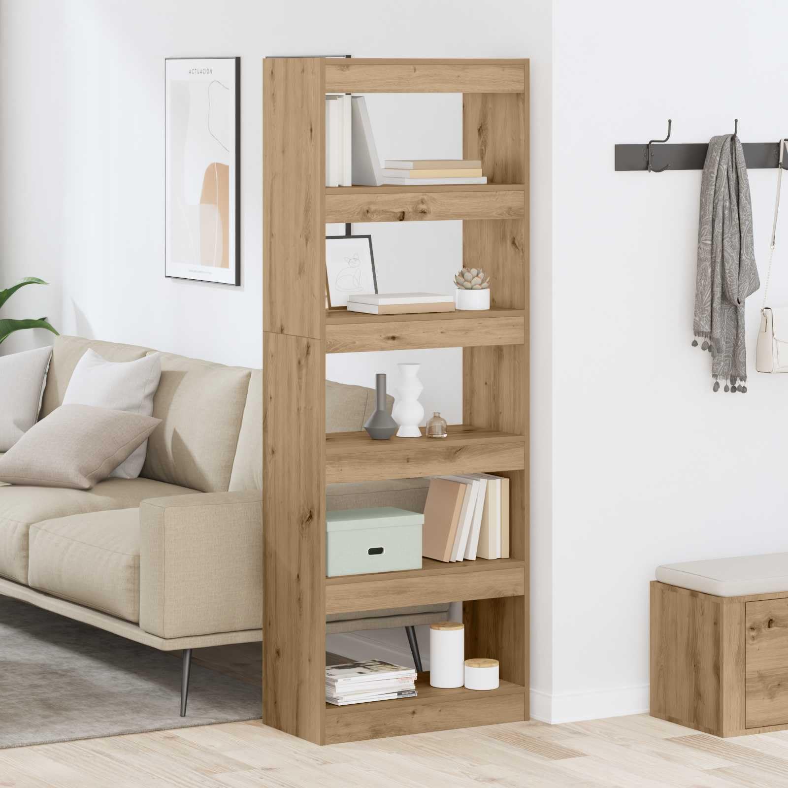 vidaXL Möbel Bücherregal Artisan-Eiche 60x30x166 5 Fächer