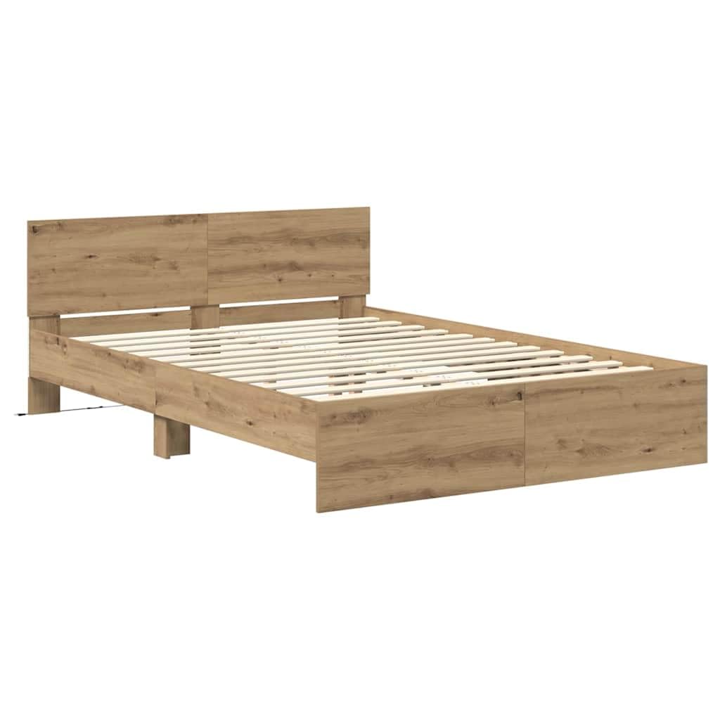vidaXL Bettrahmen 160x200 Handwerkliche Eiche Holzwerkstoff