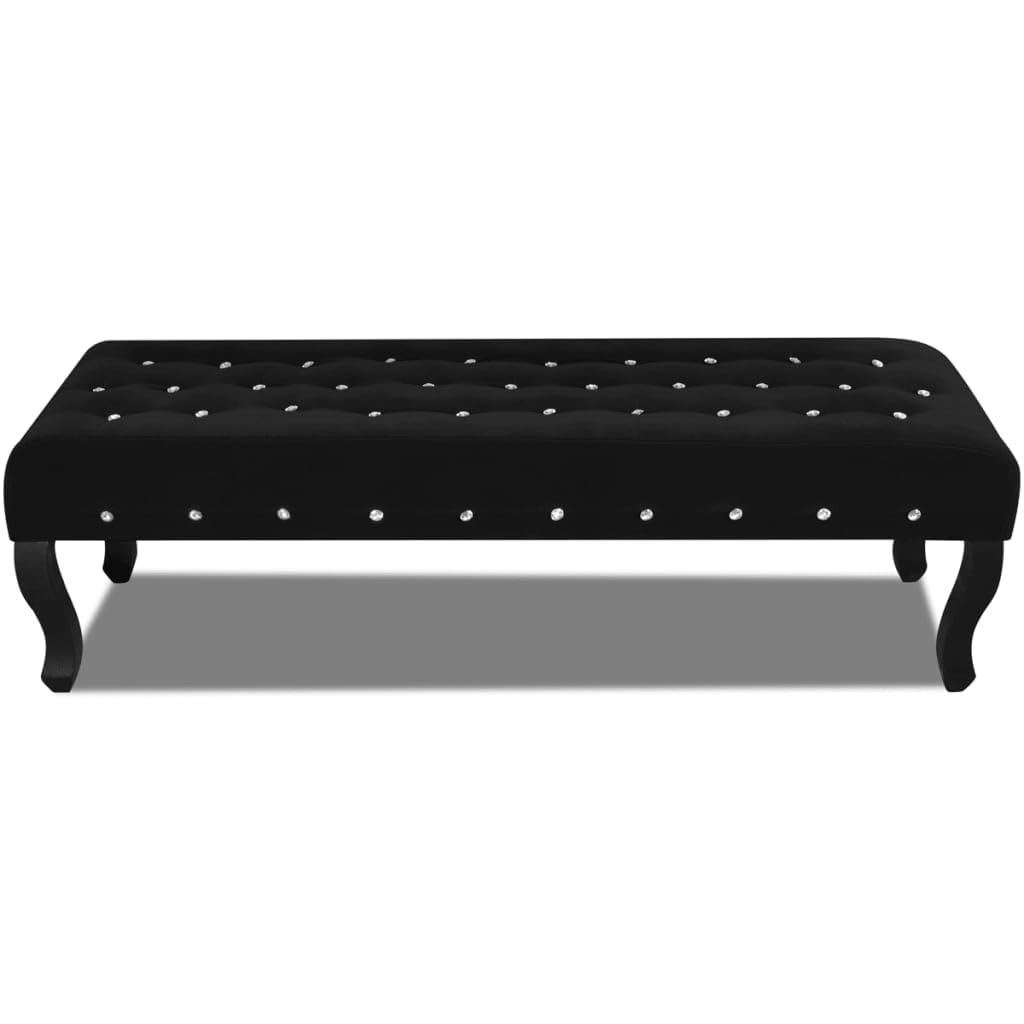 vidaXL Sitzbank Schwarz Samt 157 cm Kristallknöpfe