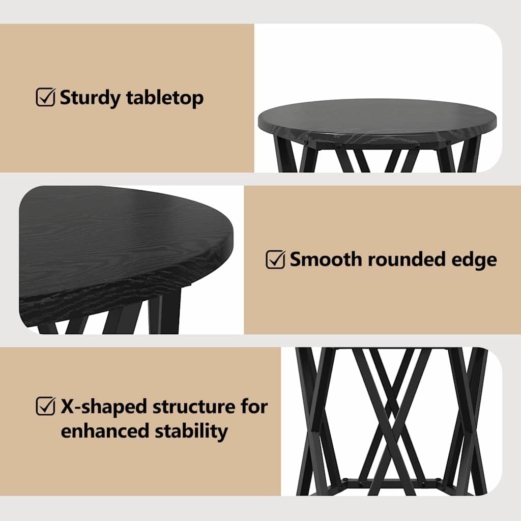 vidaXL Nesting Beistelltisch 3-tlg Schwarze Eiche Satztisch