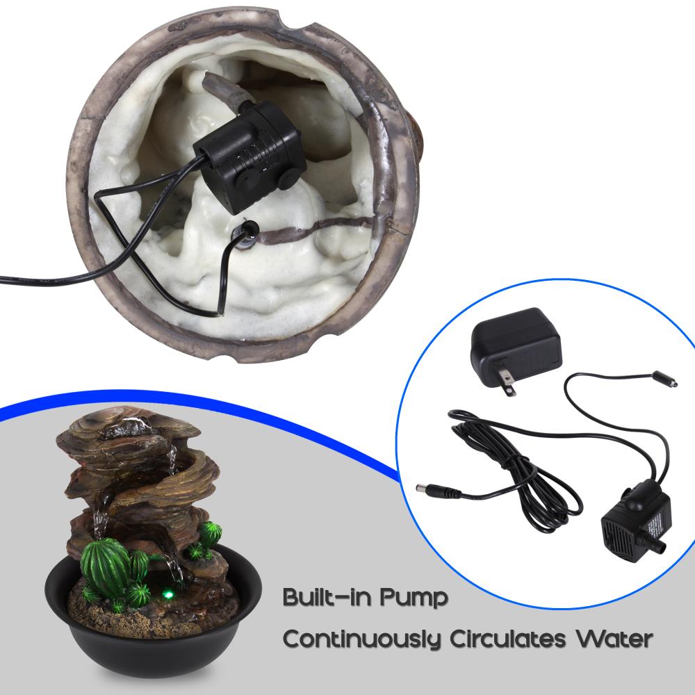 Serenelife Furniture Tischbrunnen mit LED 21 cm
