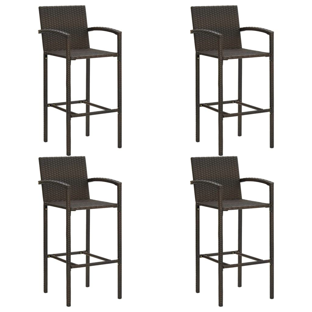 vidaXL Garten-Bar-Set 5-tlg. Rattan Braun Armlehne
