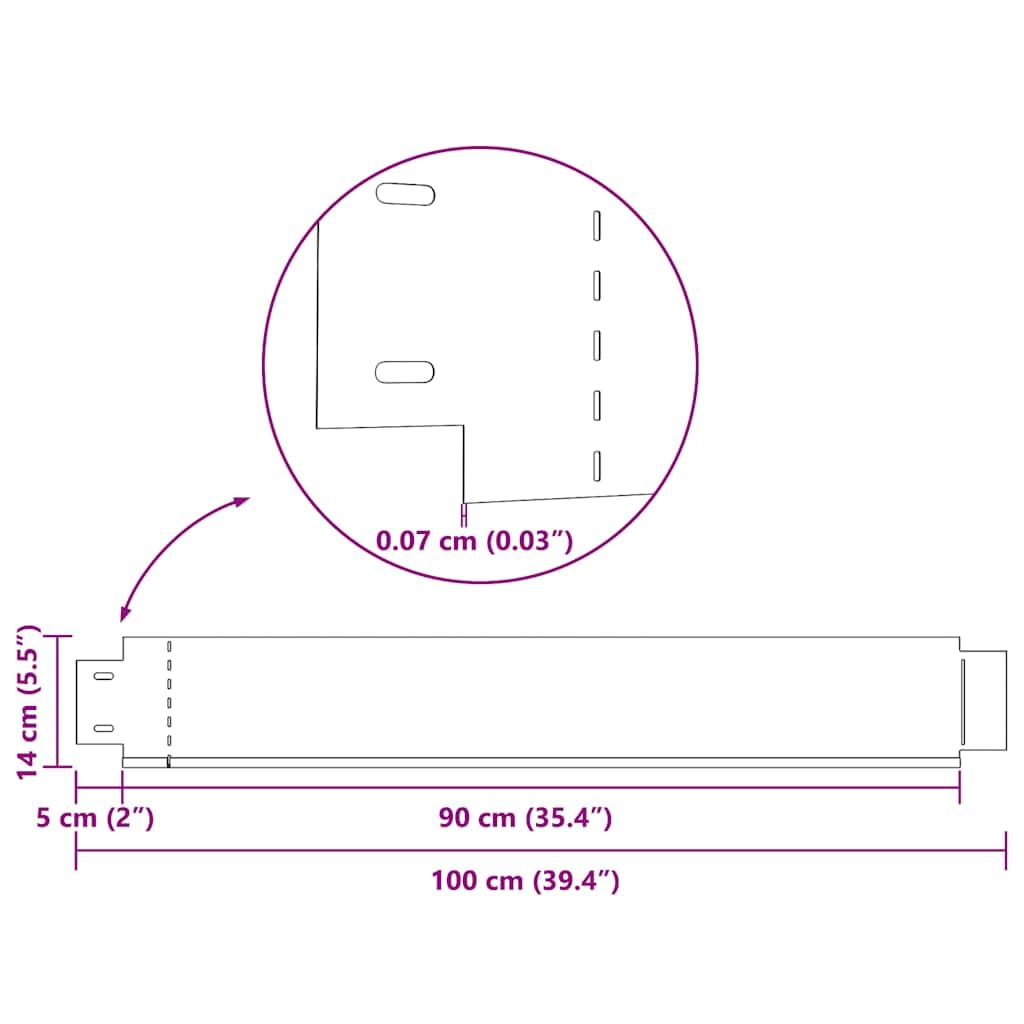 vidaXL Heim & Garten Rasenkante 100x14 cm 5er Set verzinkt
