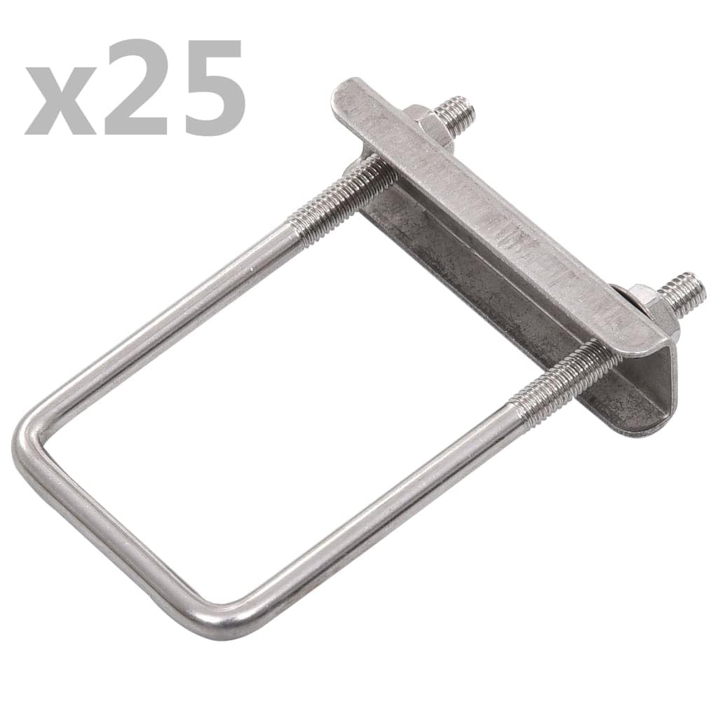 vidaXL Heim & Garten U-Bügel Zaunverbinder Edelstahl 60x40mm 25 Sets