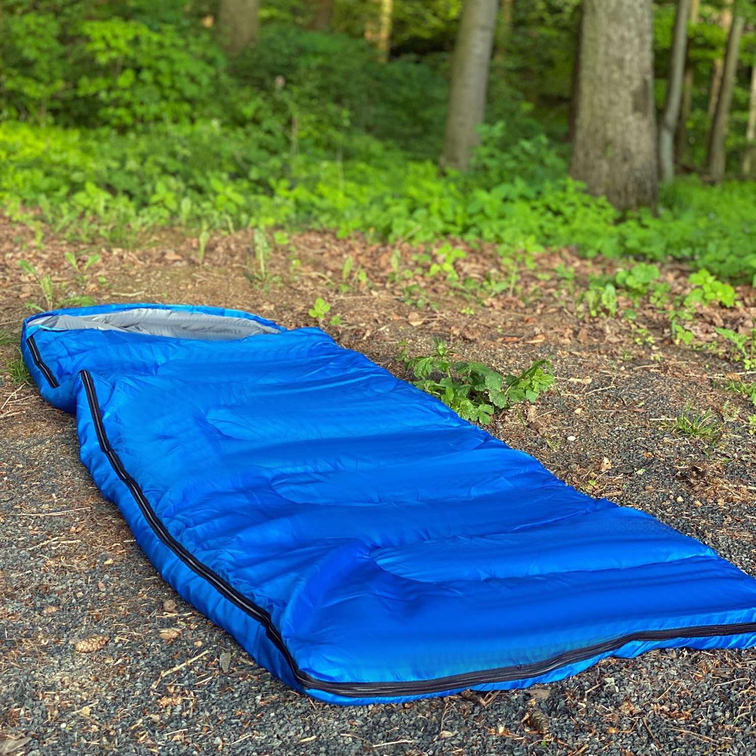 Intirilife Schlafsack Blau 200x70 cm Polyester 15-20 Grad mit Tasche
