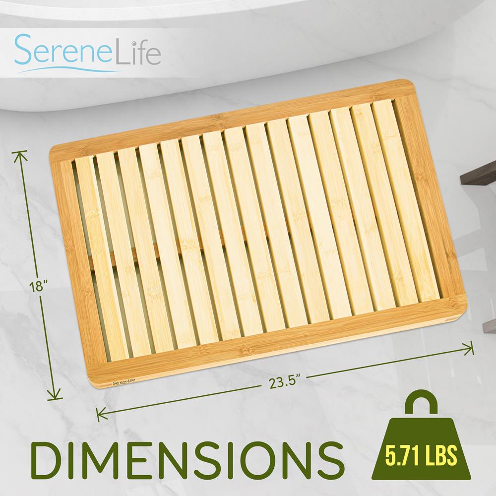 Serenelife Bathroom Badematte Bambus 45x60cm rutschfest