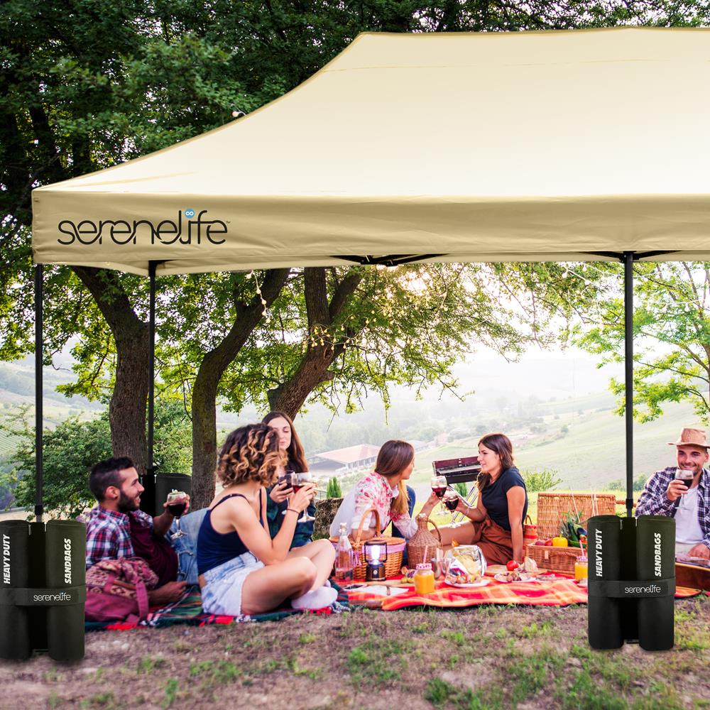 Serenelife Camping Pavillon 3x6 m Khaki wasserdicht UV50+