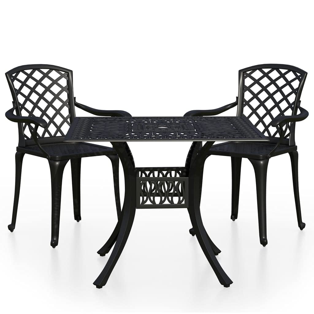 vidaXL Bistro-Set 3-tlg. Aluguss Schwarz Outdoor