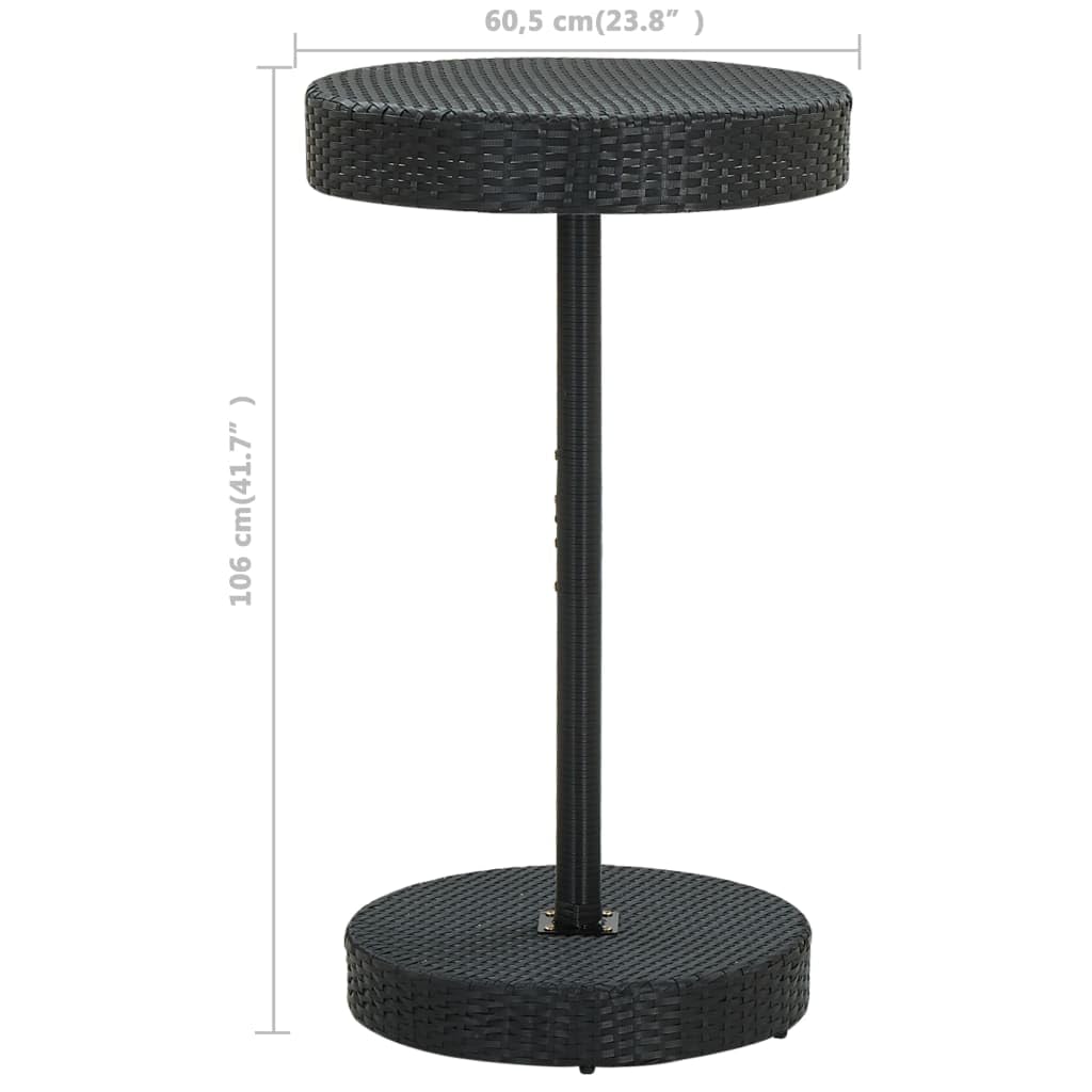 vidaXL Gartenbar-Set 3-tlg. Poly Rattan Schwarz mit Kissen