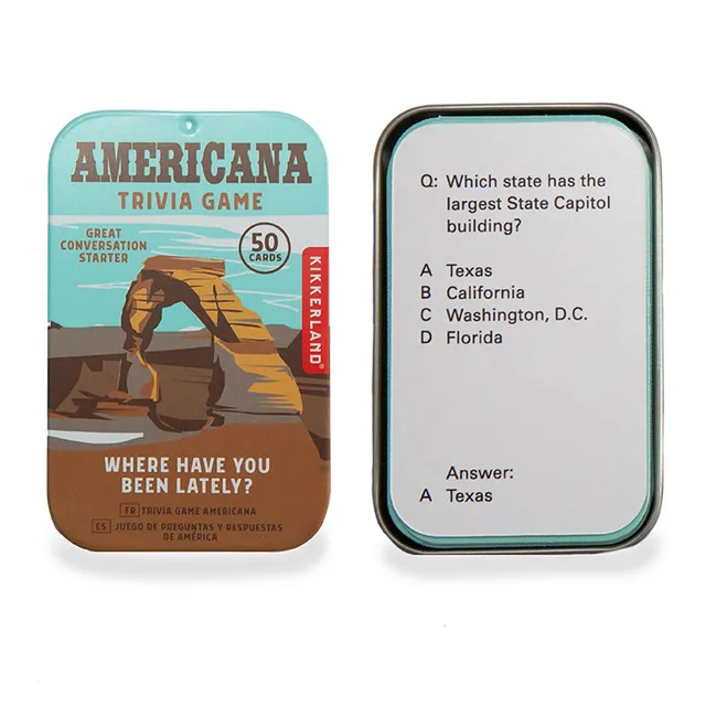 Kikkerland Play Americana Trivia Quizspiel Dose USA-Fragen