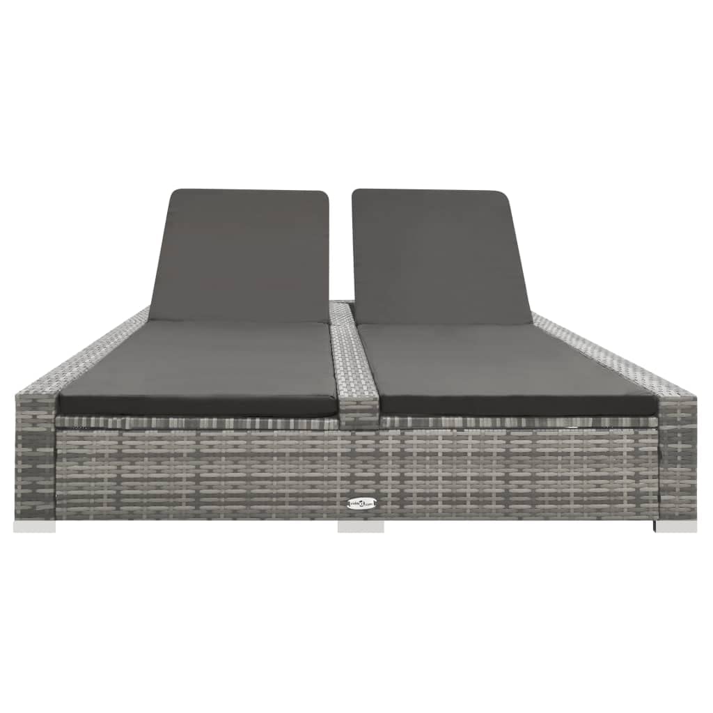 vidaXL Doppel Sonnenliege Poly Rattan Grau 2-Personen Liege