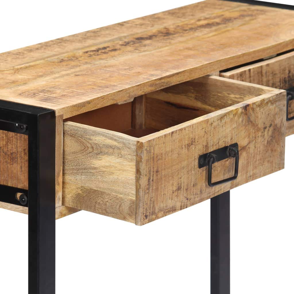 vidaXL Mangoholz Konsolentisch 90x30x75cm 2 Schubladen Massiv