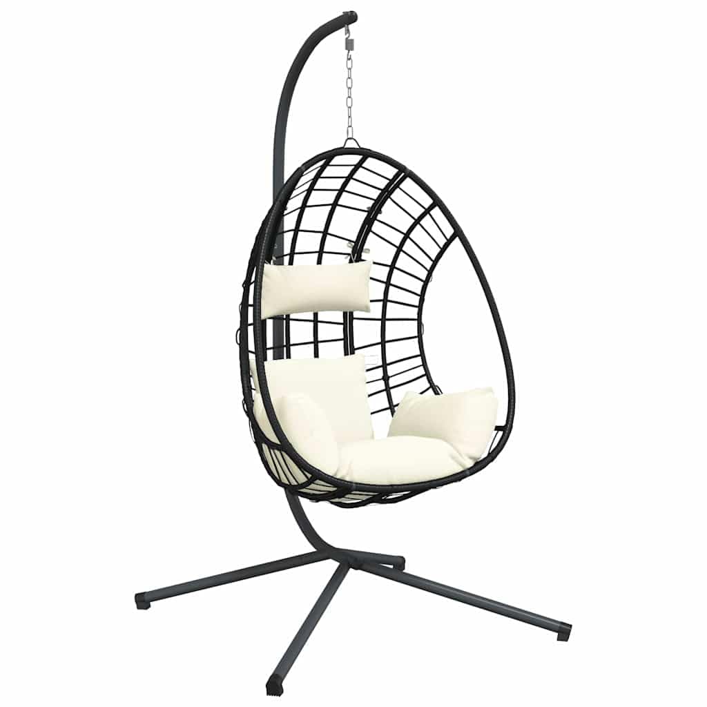 vidaXL Heim & Garten Hängesessel Ei Beige Rattan Stahl 104x100x197