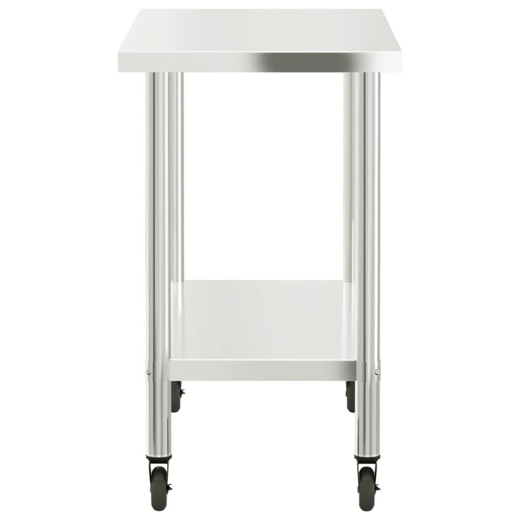 vidaXL Heim & Garten Küchen-Arbeitstisch Edelstahl 110x55x85 cm mit Rollen