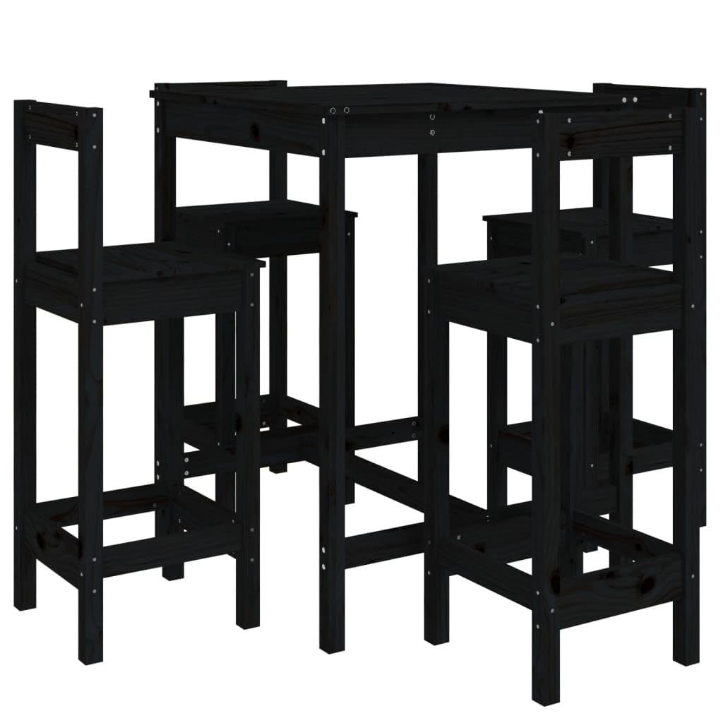vidaXL 5-tlg. Gartenbar-Set Bartisch schwarz mit Lehne
