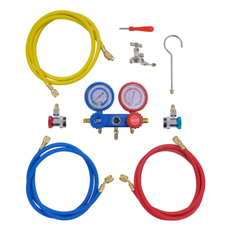 vidaXL Zweiwege-Verteiler-Set Manometer für Klimaanlage
