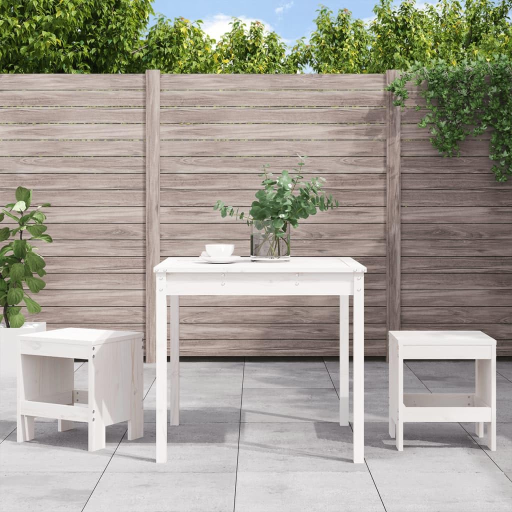 vidaXL 3-TLG. Bistro-Set Weiß Bistrotisch Weiße Kiefer Massivholz