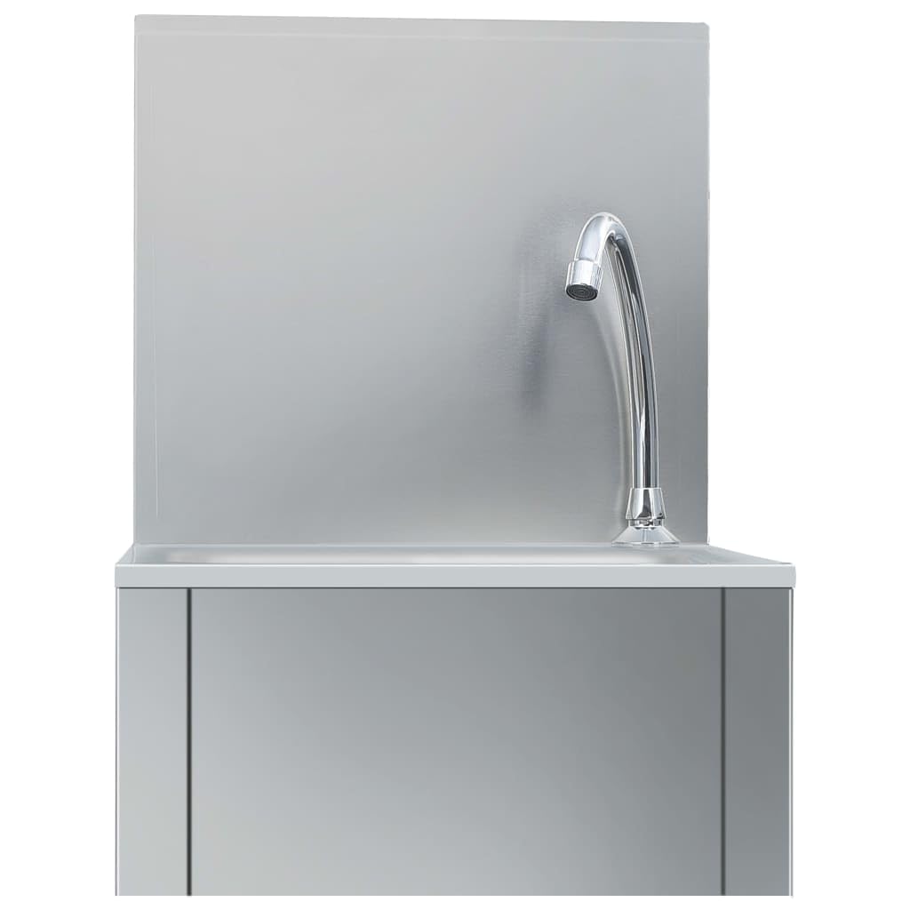 vidaXL Handwaschbecken Edelstahl Wandmontage mit Hahn Spender